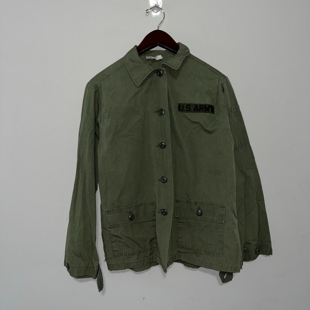 True Vintage 70s Women's Military USMC OG-107 Fatigue Long Sleeve Shirt  (0958)